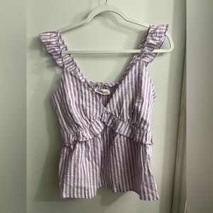 Peach Love California Lavender and White Striped Blouse New without Tag